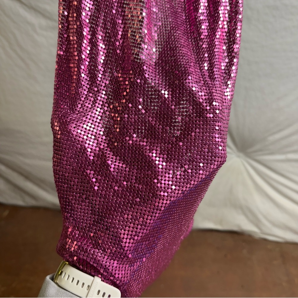 Windsor Pink Chainmail Cowl Neck Backless Dress - Picture 4 of 5
